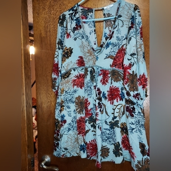 Jodifl Small boho babydoll Dress vneck lined blue/green soft colors , pockets - Picture 15 of 15